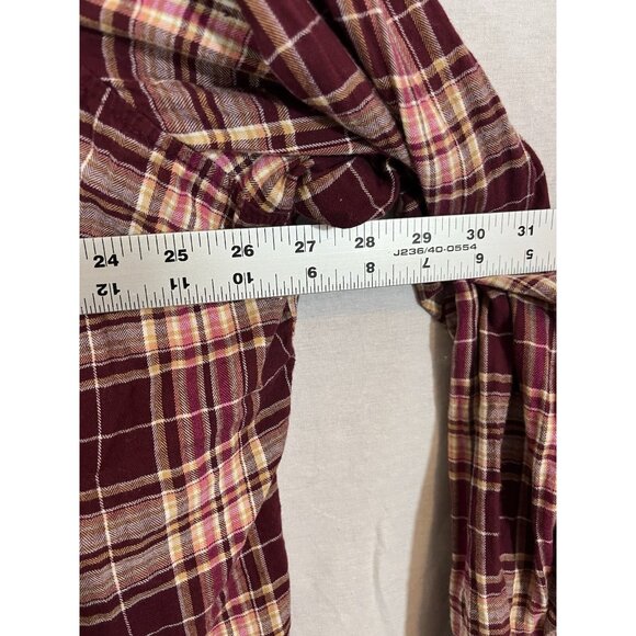 St John’s Bay 3X Maroon Plaid Long Sleeved Button Up Shirt 100% Cotton - Picture 5 of 7